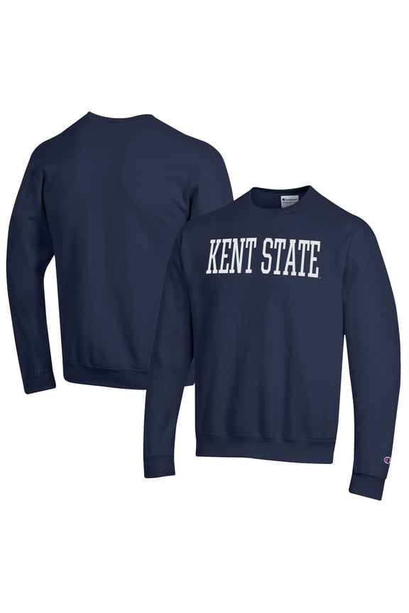 Men's Champion Navy Kent State Golden Flashes Eco Powerblend Crewneck Sweatshirt