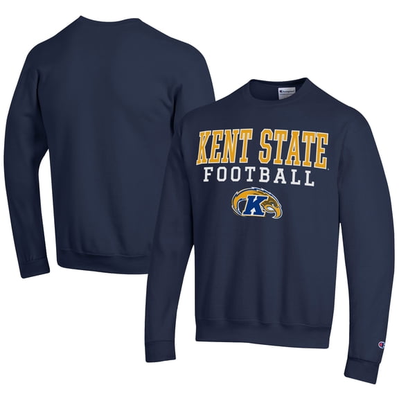 Men's Champion Navy Kent State Golden Flashes Football Powerblend Pullover Sweatshirt
