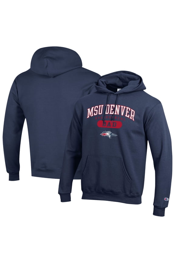 Men's Champion Navy MSU Denver Roadrunners Dad Pill Box Eco Powerblend Hoodie