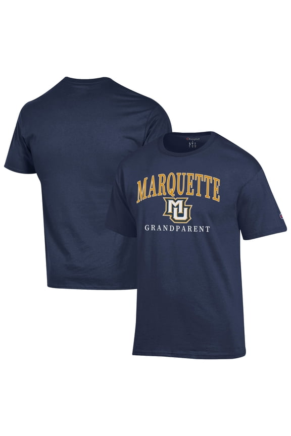 Men's Champion Navy Marquette Golden Eagles Grandparent Arch Logo T-Shirt
