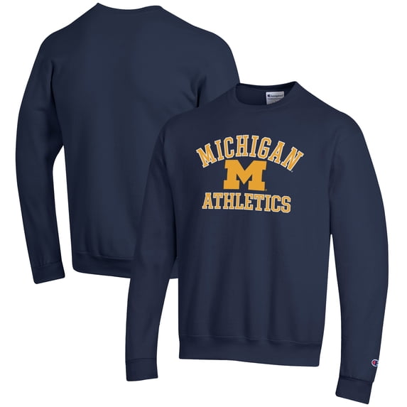 Men's Champion Navy Michigan Wolverines Athletics Logo Pullover Sweatshirt