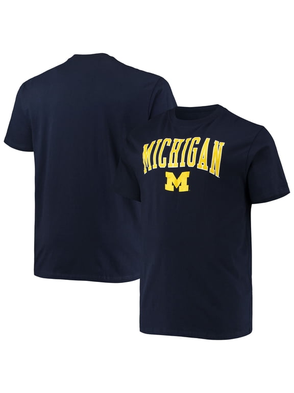 Men's Champion Navy Michigan Wolverines Big & Tall Arch Over Wordmark T-Shirt