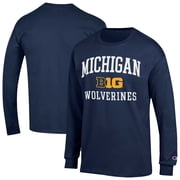 Mens Champion Navy Michigan Wolverines Big Ten Long Sleeve T-Shirt