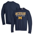 thumbnail image 1 of Men's Champion Navy Michigan Wolverines Soccer Stack Logo Powerblend Pullover Sweatshirt, 1 of 3