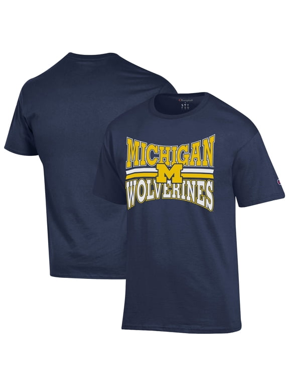 Men's Champion Navy Michigan Wolverines Team Zoom T-Shirt
