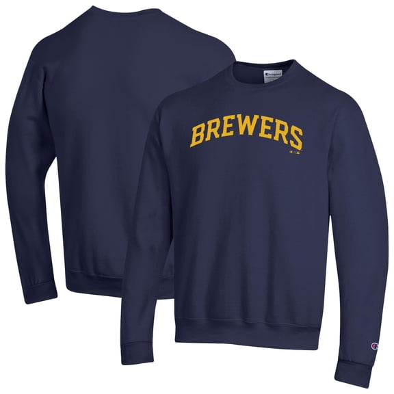 Men's Champion Navy Milwaukee Brewers Powerblend Wordmark Sweatshirt