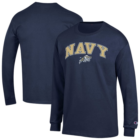 Men's-Champion  Navy Navy Midshipmen Arch Over Logo Long Sleeve T-Shirt