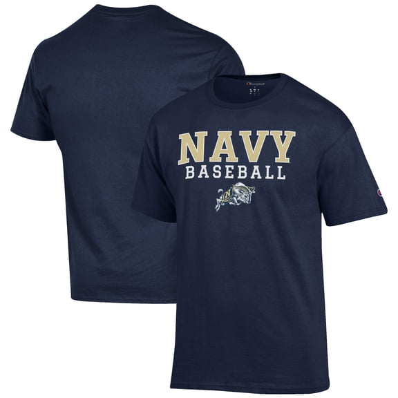 Men's Champion Navy Navy Midshipmen Baseball Stack T-Shirt