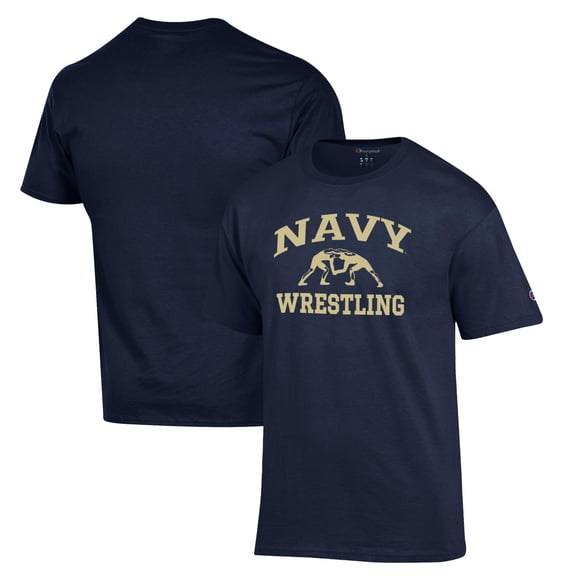 Men's Champion Navy Navy Midshipmen Wrestling Icon T-Shirt
