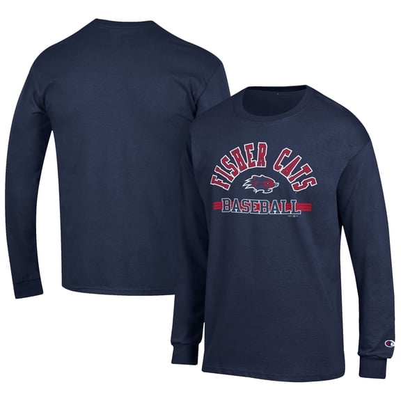 Men's Champion Navy New Hampshire Fisher Cats Jersey Long Sleeve T-Shirt
