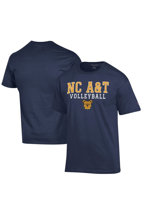 Men's Champion  Navy North Carolina A&T Aggies Icon Logo Volleyball Jersey T-Shirt
