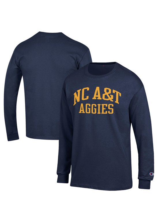 Men's Champion Navy North Carolina A&T Aggies Jersey Long Sleeve T-Shirt