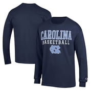 Mens Champion Navy North Carolina Tar Heels Basketball Stack Long Sleeve T-Shirt