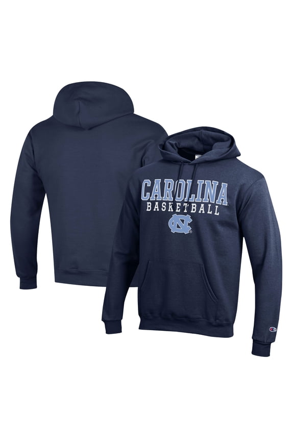 Men's Champion Navy North Carolina Tar Heels Basketball Stack Pullover Hoodie