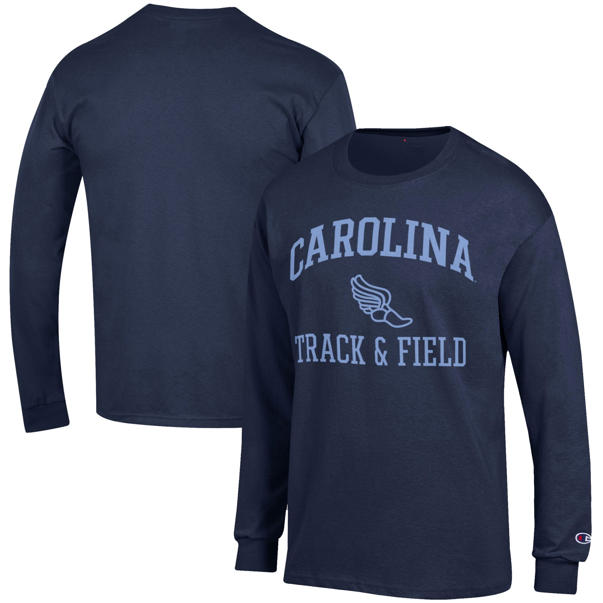 Men's Champion  Navy North Carolina Tar Heels Track & Field Icon Long Sleeve T-Shirt