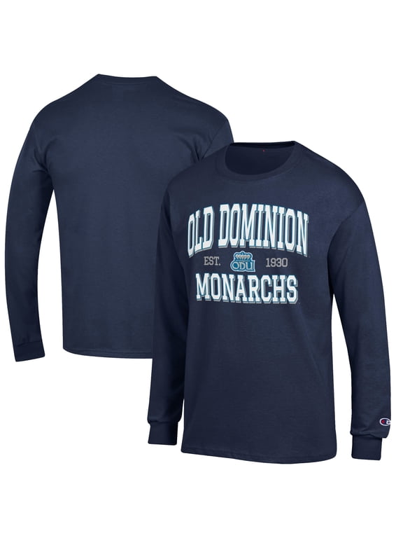 Men's Champion Navy Old Dominion Monarchs Jersey Est. Date Long Sleeve T-Shirt