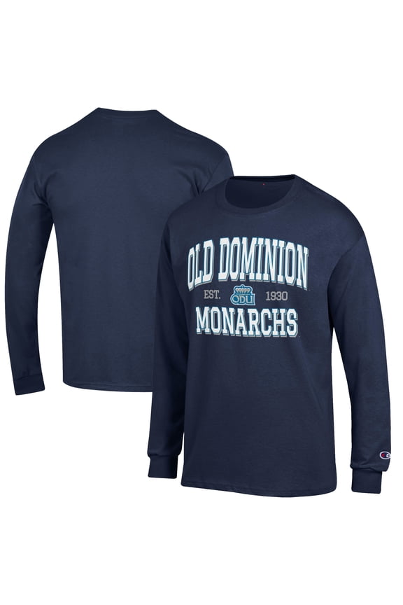 Men's Champion Navy Old Dominion Monarchs Jersey Est. Date Long Sleeve T-Shirt