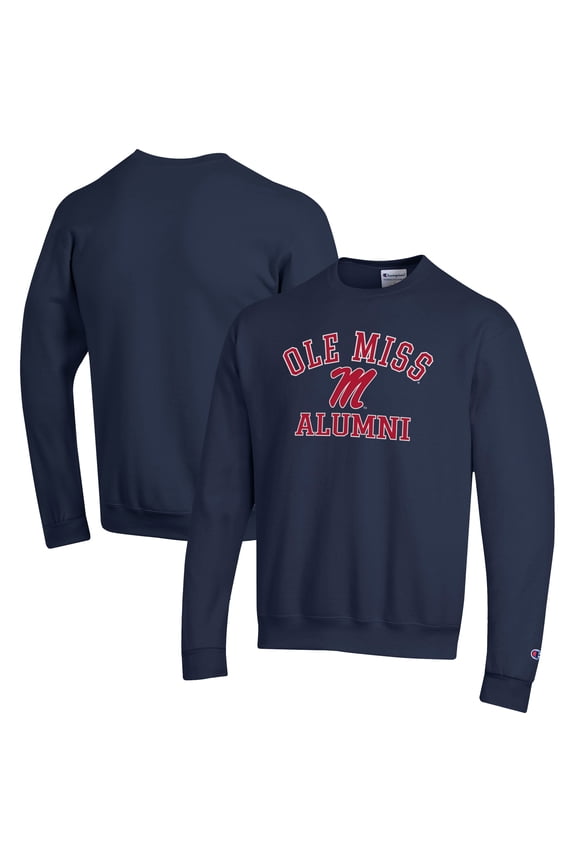 Men's Champion Navy Ole Miss Rebels Alumni Logo Arch Pullover Sweatshirt