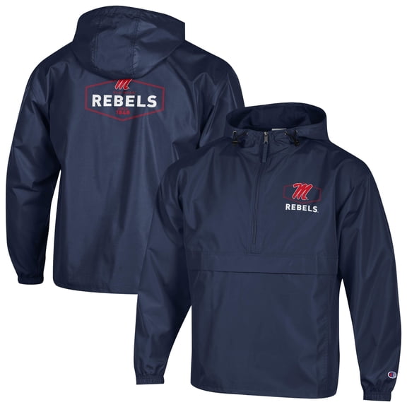 Men's Champion Navy Ole Miss Rebels Delay Packable Half-Zip Jacket