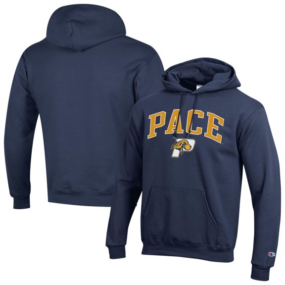 Men's Champion Navy Pace University Setters Campus Eco Powerblend Hoodie