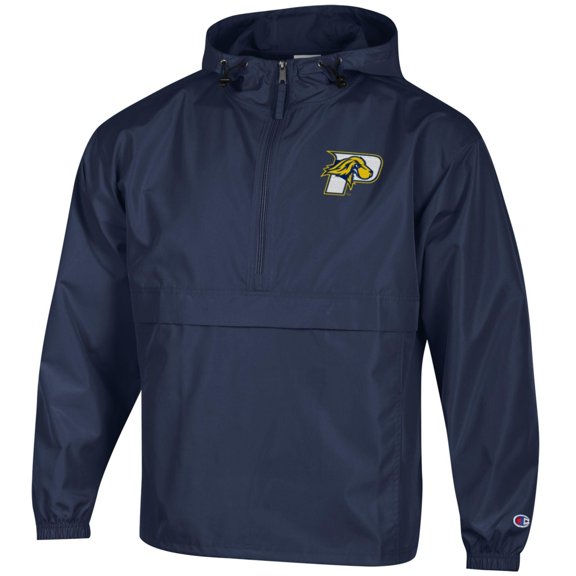 Men's Champion Navy Pace University Setters Packable Half-Zip Hooded Jacket