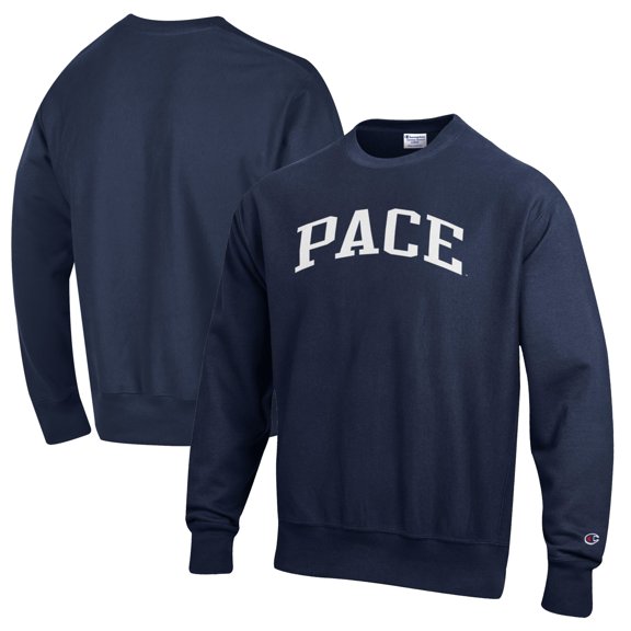 Men's Champion Navy Pace University Setters Reverse Weave Fleece Crewneck Sweatshirt
