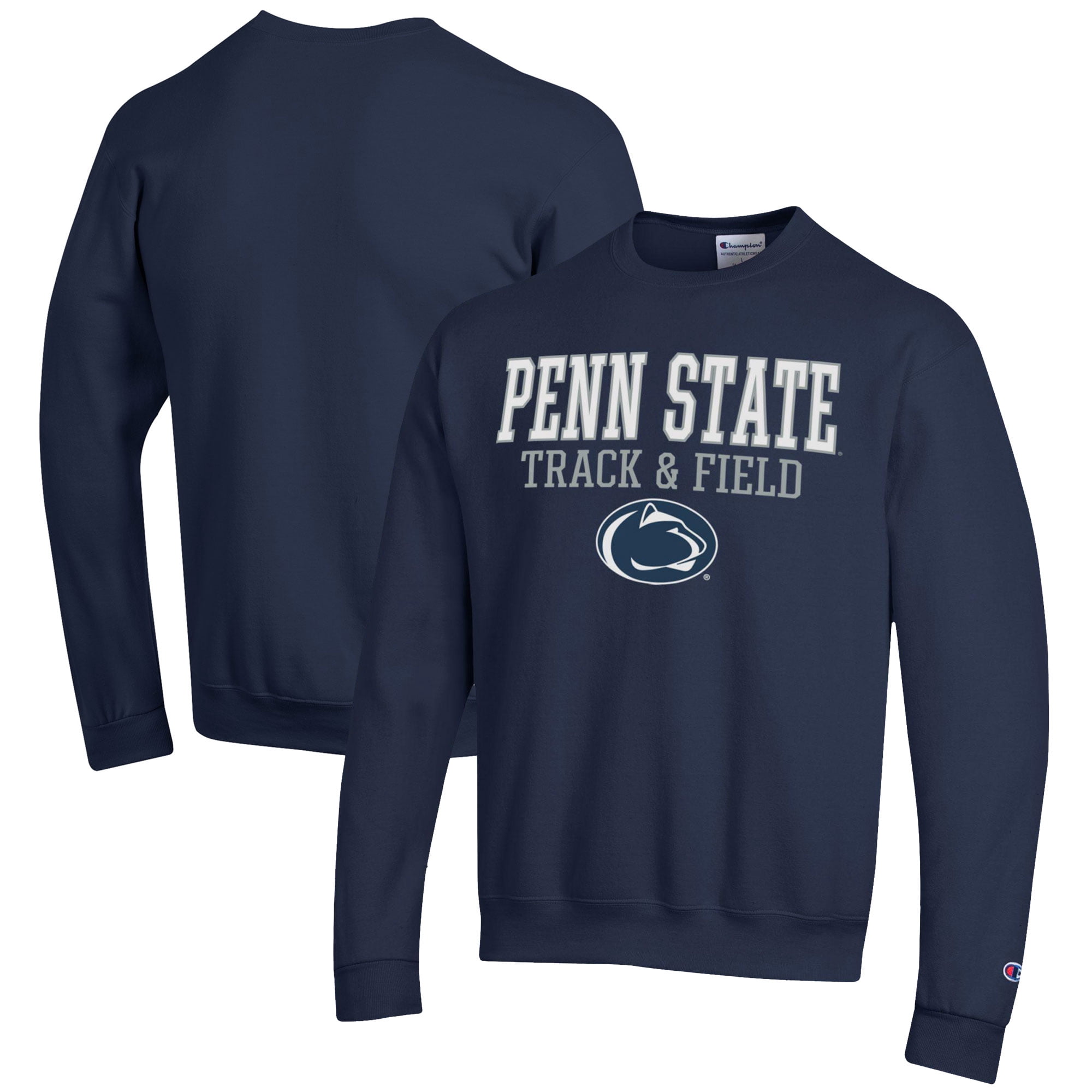 Men's Champion  Navy Penn State Nittany Lions Track & Field Stack Powerblend Pullover Sweatshirt