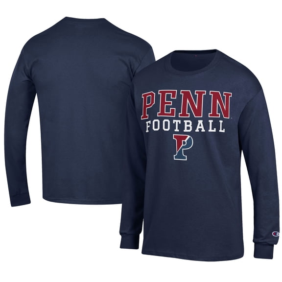 Men's Champion Navy Pennsylvania Quakers Football Jersey Long Sleeve T-Shirt