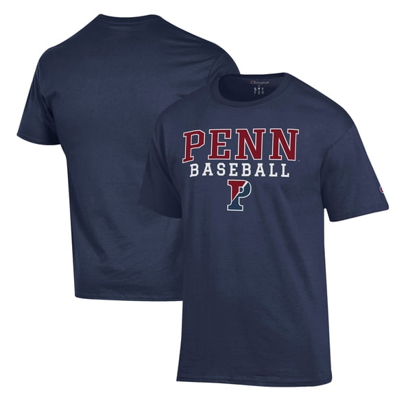 Men's Champion  Navy Pennsylvania Quakers Stack Baseball T-Shirt
