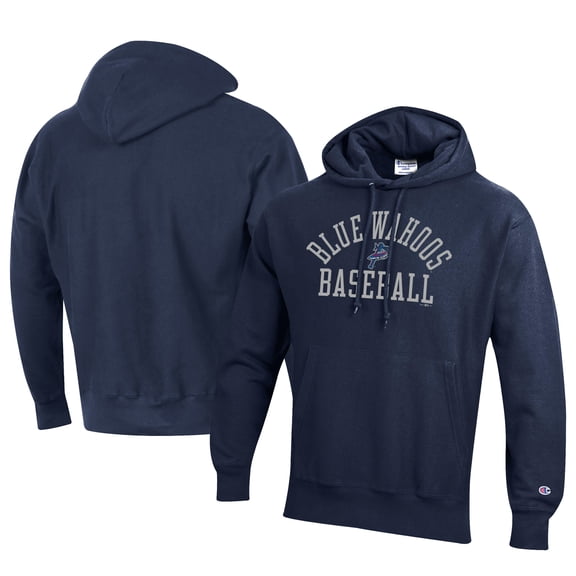 Men's Champion Navy Pensacola Blue Wahoos Baseball Reverse Weave Pullover Hoodie