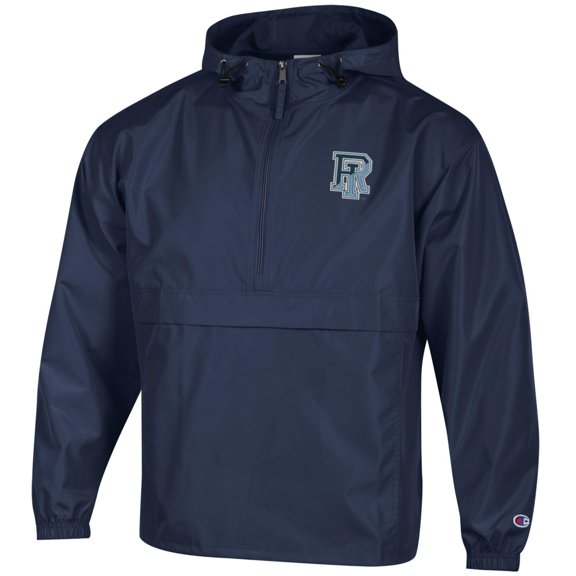 Men's Champion Navy Rhode Island Rams Packable Half-Zip Hooded Jacket