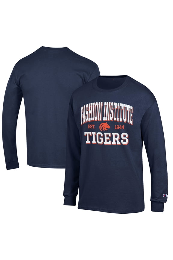 Men's Champion Navy SUNY Fashion Institute of Technology Tigers Jersey Est. Date Long Sleeve T-Shirt