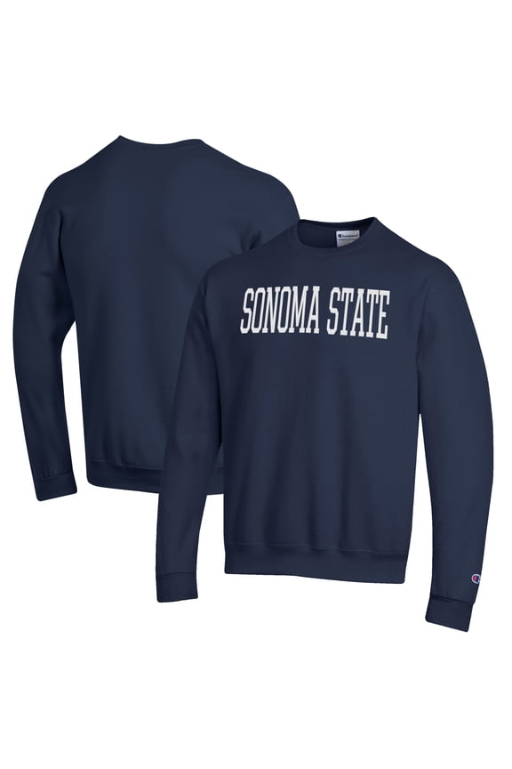 Men's Champion Navy Sonoma State Seawolves Eco Powerblend Crewneck Sweatshirt