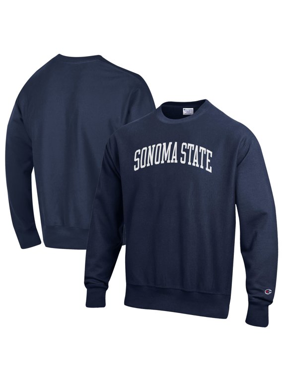 Men's Champion Navy Sonoma State Seawolves Reverse Weave Fleece Crewneck Sweatshirt