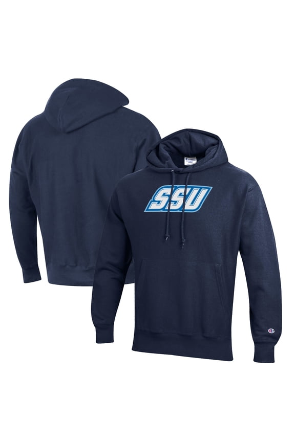 Men's Champion Navy Sonoma State Seawolves Reverse Weave Fleece Pullover Hoodie