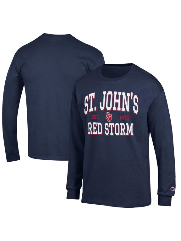 Men's Champion Navy St. John's Red Storm Jersey Est. Date Long Sleeve T-Shirt