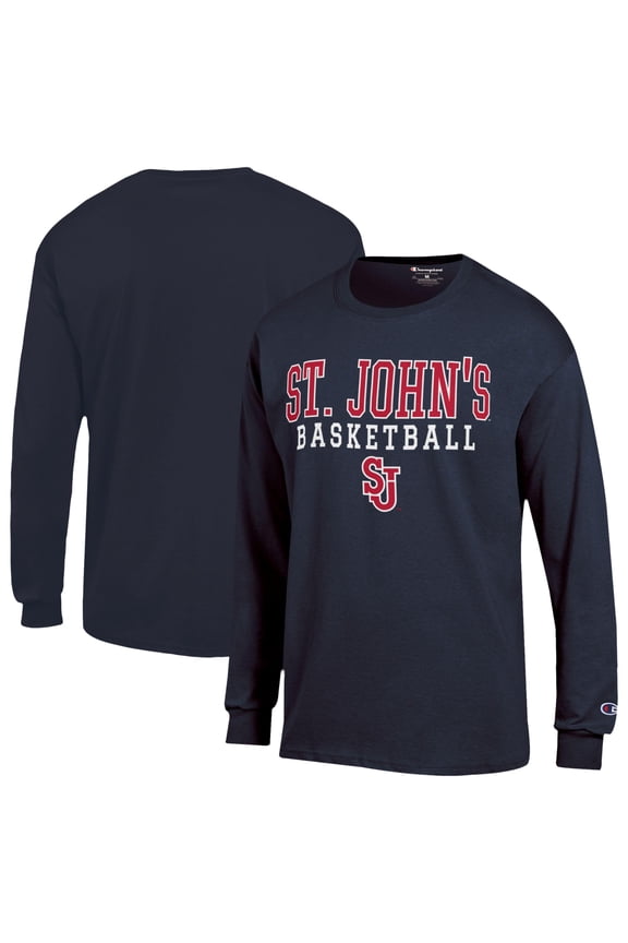 Men's Champion Navy St. John's Red Storm Jersey Long Sleeve T-Shirt