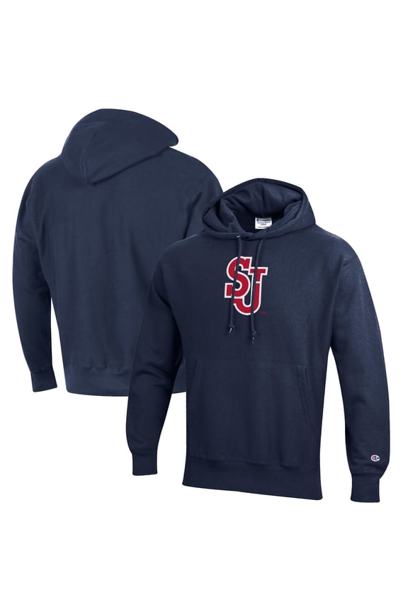 Men's Champion Navy St. John's Red Storm Reverse Weave Fleece Pullover Hoodie