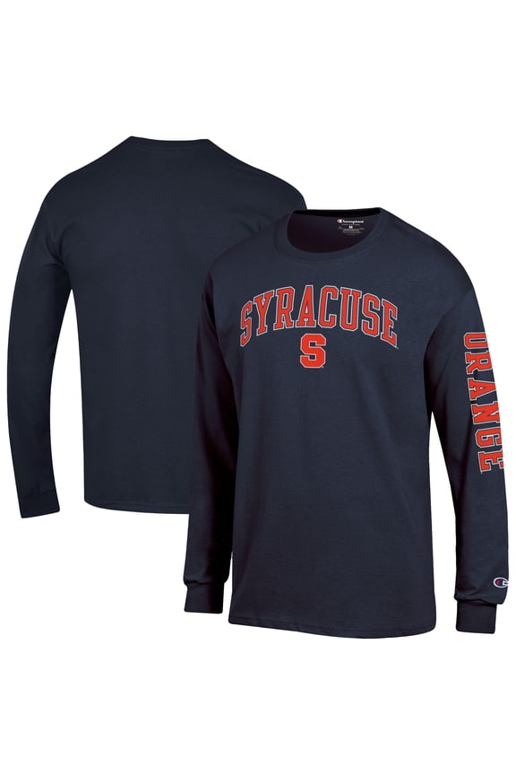 Men's Champion Navy Syracuse Orange Arch Over Logo 2-Hit Long Sleeve T-Shirt