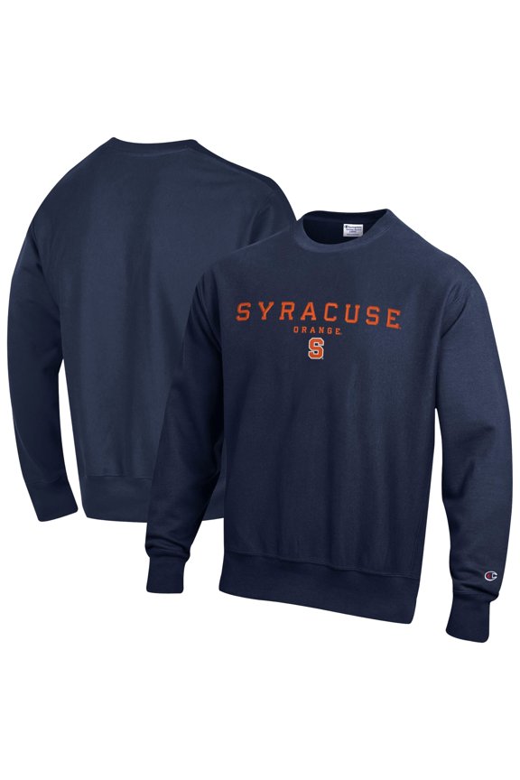 Men's Champion Navy Syracuse Orange Relentless Reverse Weave Sweatshirt