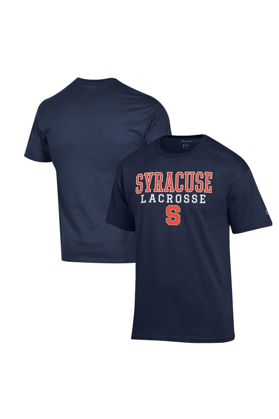 Men's Champion Navy Syracuse Orange Stack Logo Lacrosse Powerblend T-Shirt