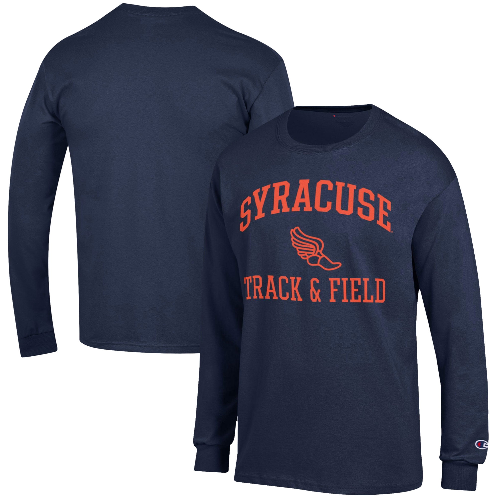 Men's Champion  Navy Syracuse Orange Track & Field Icon Long Sleeve T-Shirt