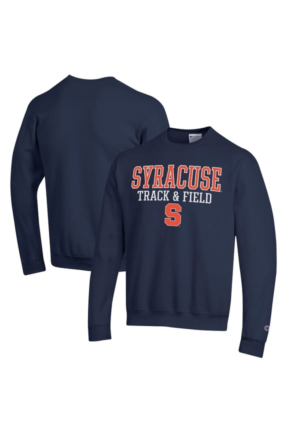 Men's Champion  Navy Syracuse Orange Track & Field Stack Powerblend Pullover Sweatshirt