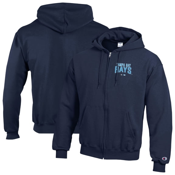 Men's Champion Navy Tampa Bay Rays Eco Powerblend Full-Zip Hoodie