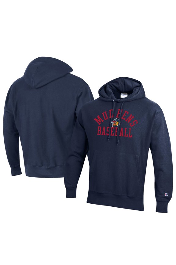 Men's Champion Navy Toledo Mud Hens Baseball Reverse Weave Pullover Hoodie