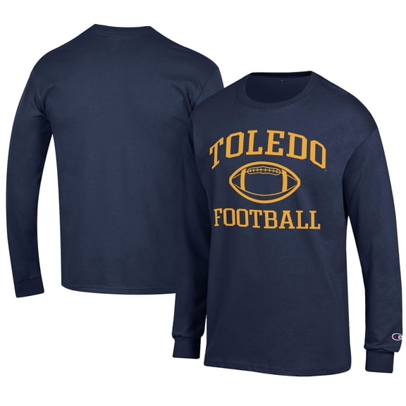Men's Champion Navy Toledo Rockets Football Jersey Long Sleeve T-Shirt