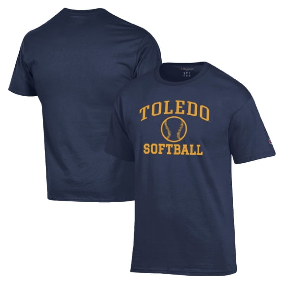 Men's Champion  Navy Toledo Rockets Icon Softball Powerblend T-Shirt
