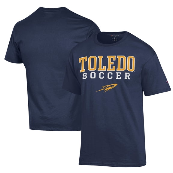 Men's Champion Navy Toledo Rockets Soccer Stack Logo Powerblend T-Shirt