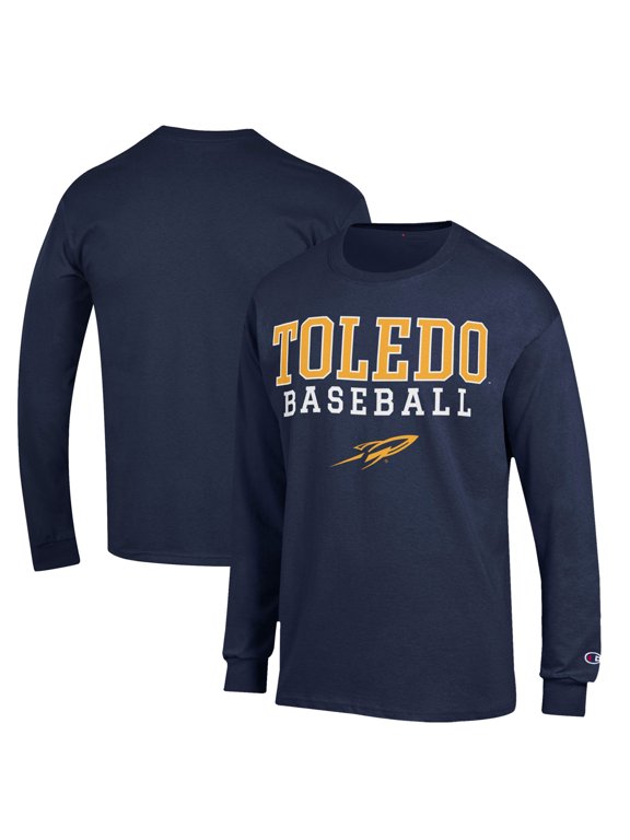 Men's Champion Navy Toledo Rockets Stack Baseball Long Sleeve T-Shirt