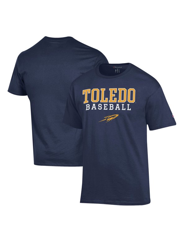 Men's Champion Navy Toledo Rockets Stack Baseball T-Shirt